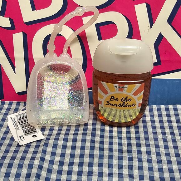 BBW Glittery Clear White Pocketbac Holder & Be The Sunshine Citrus Key Chain - Picture 1 of 2